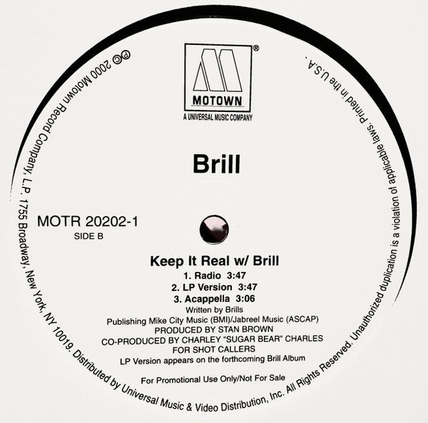 Brill : I've Been Real / Keep It Real W/ Brill (12", Promo)