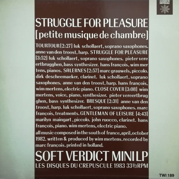 Soft Verdict : Struggle For Pleasure (LP, MiniAlbum, RE)