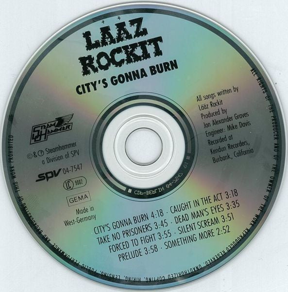 Laaz Rockit : City's Gonna Burn (CD, Album)