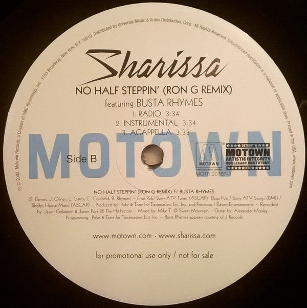 Sharissa : No Half Steppin' (Remixes) (12", Promo)