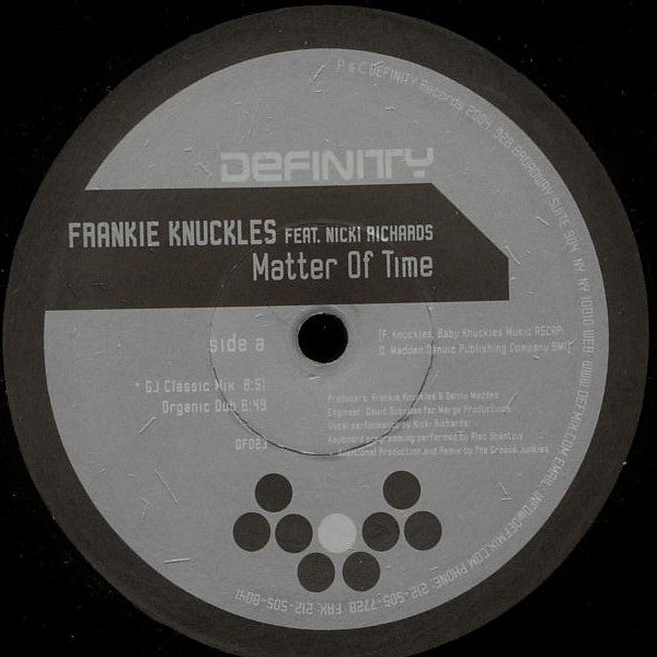 Frankie Knuckles Feat. Nicki Richards : Matter Of Time (12")