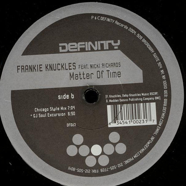 Frankie Knuckles Feat. Nicki Richards : Matter Of Time (12")