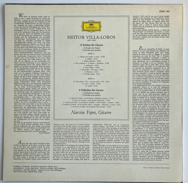 Heitor Villa-Lobos – Narciso Yepes : 12 Etüden • 5 Präludien (LP)