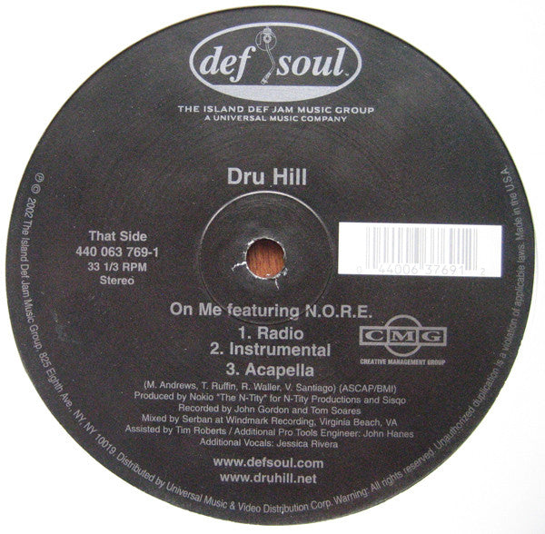 Dru Hill : No Doubt (Work It) / On Me (12")