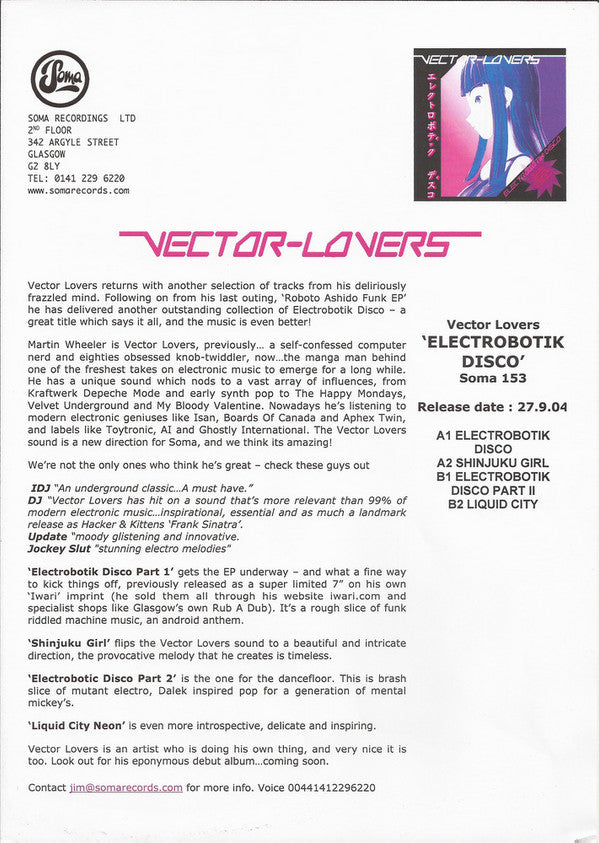 Vector Lovers : Electrobotik Disco (12")