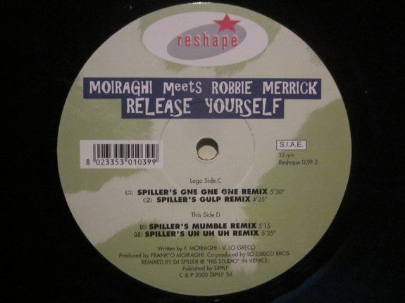 Frank 'O Moiraghi Meets Robbie Merrick : Release Yourself (2x12")