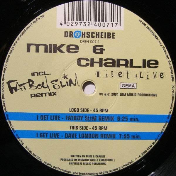 Mike & Charlie : I Get Live (12")