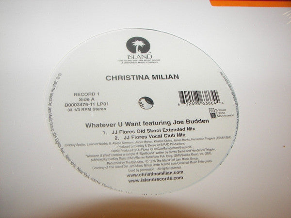 Christina Milian Featuring Joe Budden : Whatever U Want (Dance Remixes) (2x12", Promo)