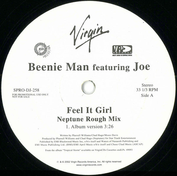 Beenie Man Featuring Joe : Feel It Girl (12")