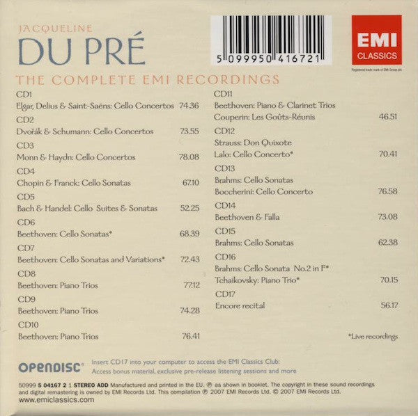 Jacqueline Du Pré : The Complete EMI Recordings (17xCD + Box, Comp)