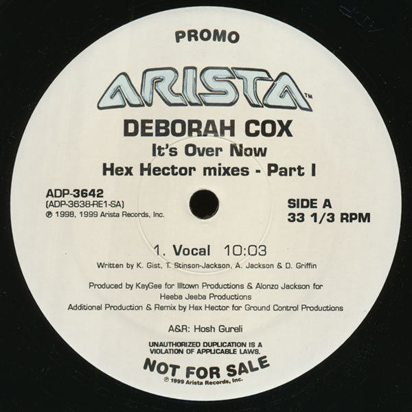 Deborah Cox : It's Over Now (Hex Hector Mixes - Part I) (12", Promo)