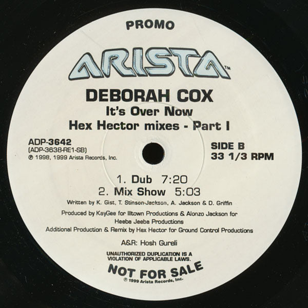 Deborah Cox : It's Over Now (Hex Hector Mixes - Part I) (12", Promo)