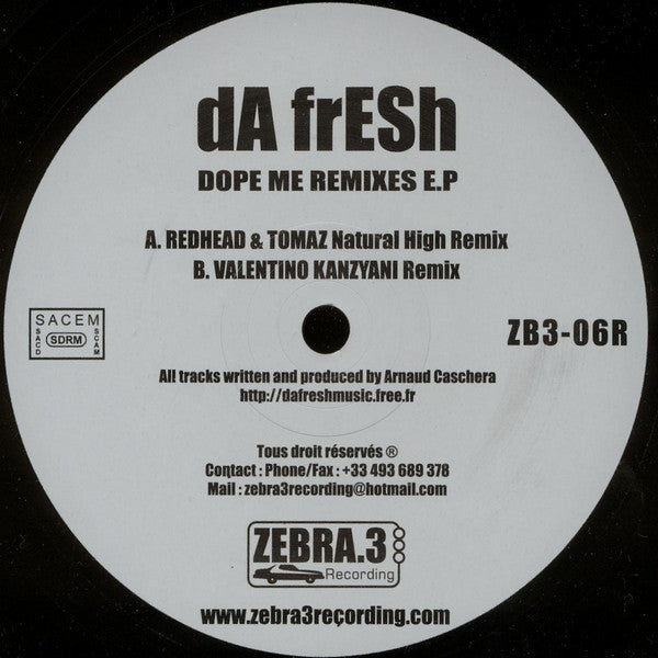 dA frESh : Dope Me Remixes E.P (12", EP)