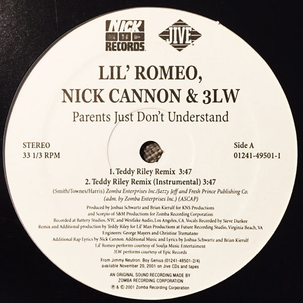 Lil' Romeo, Nick Cannon & 3LW : Parents Just Don't Understand (12")