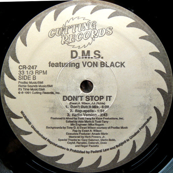 D.M.S. Featuring Von Black : Don't Stop It (12", Single)