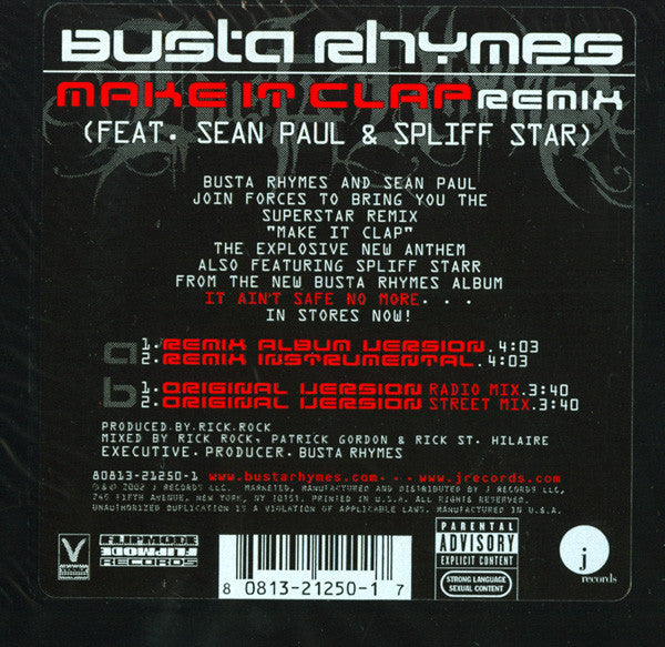 Busta Rhymes Feat. Sean Paul & Spliff Star : Make It Clap (Remix) (12")