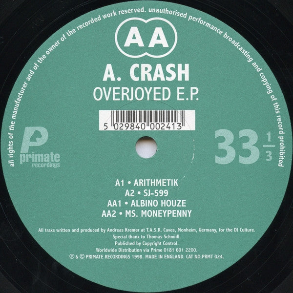 A. Crash : Overjoyed E.P. (12", EP)