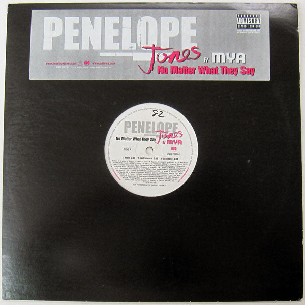 Penelope Jones Featuring Mya : No Matter What They Say (12", Single, Promo)