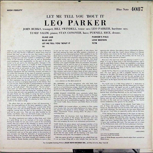 Leo Parker : Let Me Tell You 'Bout It (LP, Album, Mono)