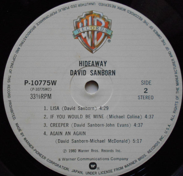 David Sanborn : Hideaway (LP, Album)