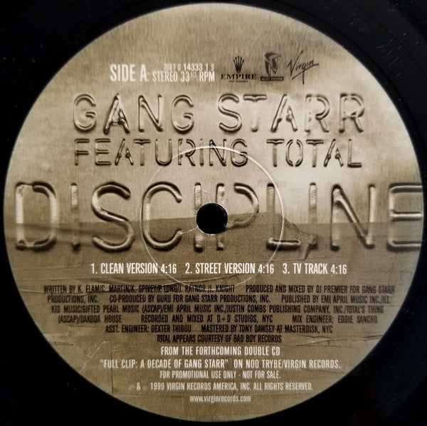 Gang Starr : Discipline / Just To Get A Rep (12", Promo)