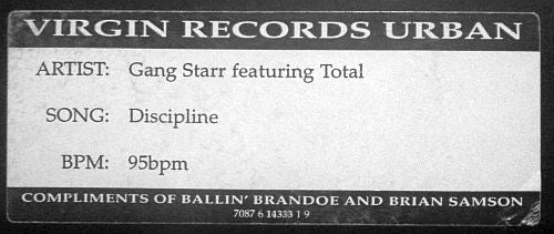 Gang Starr : Discipline / Just To Get A Rep (12", Promo)