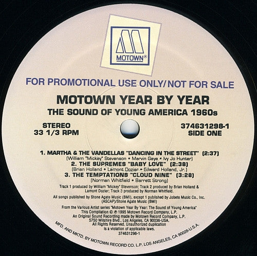 Various : Motown Year By Year - The Sound Of Young America 1960's (12", Comp, Promo)