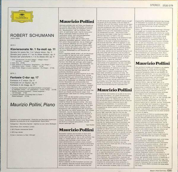 Maurizio Pollini, Robert Schumann : Fantasie C-Dur Op. 17 - Sonate Fis-Moll Op. 11 (LP, Album, RE)