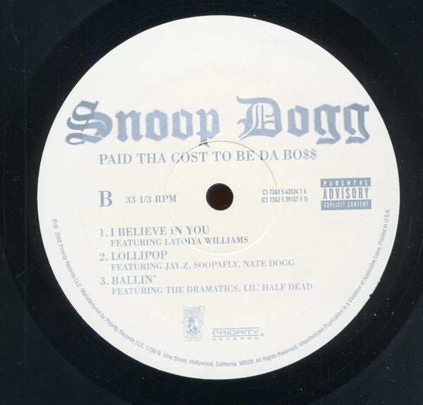 Snoop Dogg : Paid Tha Cost To Be Da Bo$$ (3xLP, Album, Gat)