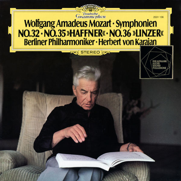 Wolfgang Amadeus Mozart, Berliner Philharmoniker, Herbert von Karajan : Symphonien No. 32, No. 35 "Haffner" / No. 36 "Linzer" (LP, Album)