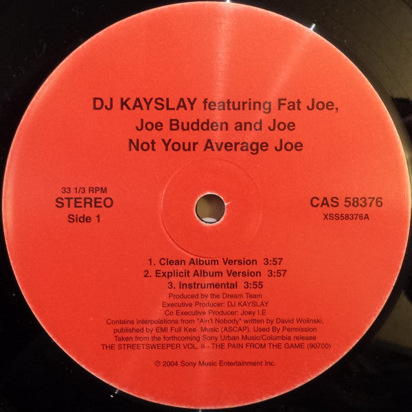 DJ Kay Slay Feat. Fat Joe, Joe Budden and Joe : Not Your Average Joe (12")