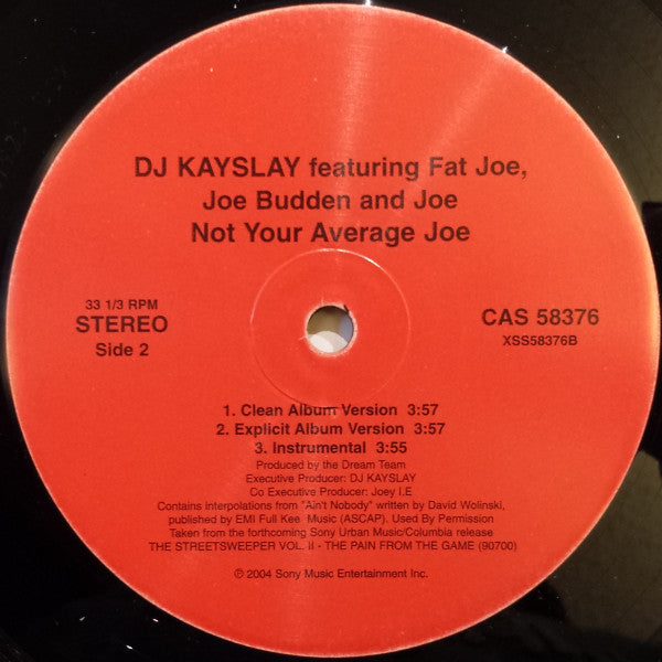 DJ Kay Slay Feat. Fat Joe, Joe Budden and Joe : Not Your Average Joe (12")