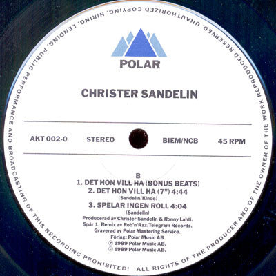 Christer Sandelin : Det Hon Vill Ha (12")