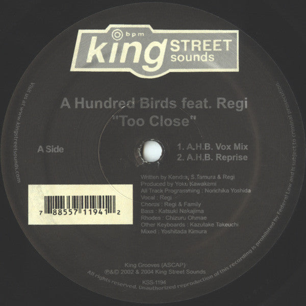 A Hundred Birds Featuring Regi (2) : Too Close (12")