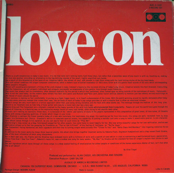 Alan Caddy Orchestra & Singers : Love On (3xVinyl, Box)