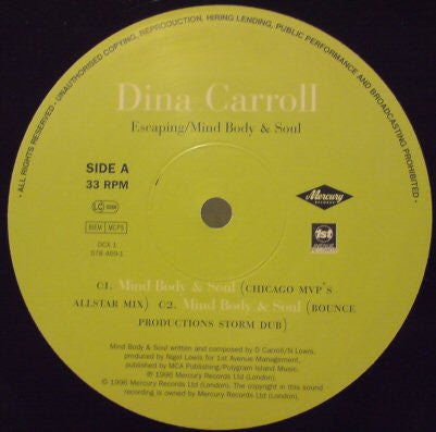 Dina Carroll : Escaping / Mind Body & Soul (12")