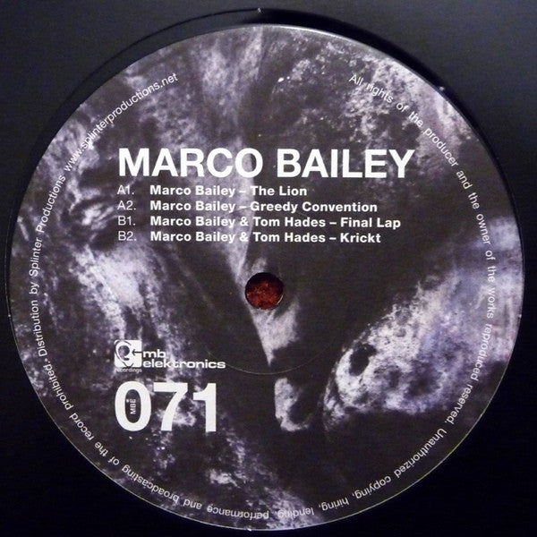 Marco Bailey : The Lion EP (12", EP)