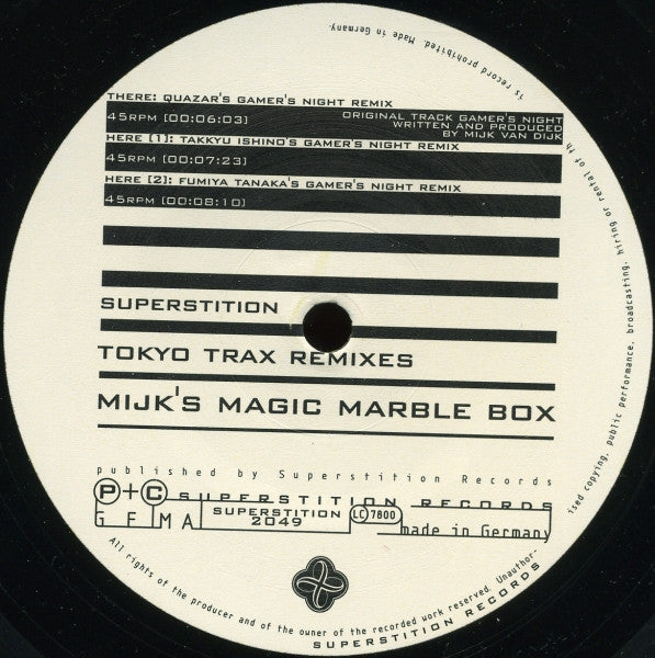 Mijk's Magic Marble Box : Tokyo Trax (Remixes) (12")