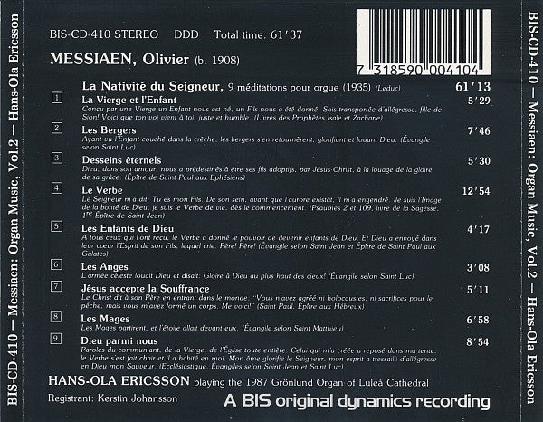 Olivier Messiaen - Hans-Ola Ericsson : The Complete Organ Music, Volume 2 - La Nativité Du Seigneur (CD, Album)