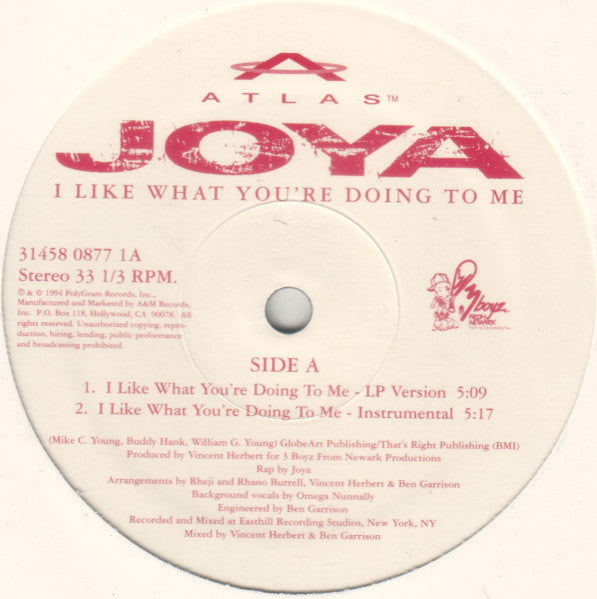 Joya : I Like What You're Doing To Me (12")