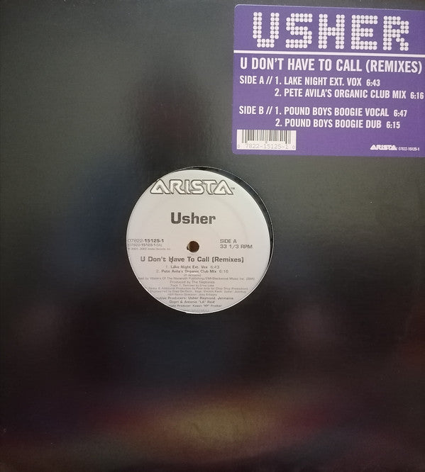 Usher : U Don't Have To Call (Remixes) (12")