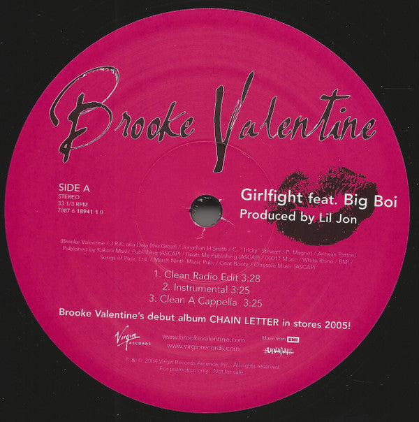 Brooke Valentine Featuring Big Boi : Girlfight (12", Promo)