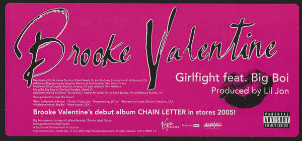 Brooke Valentine Featuring Big Boi : Girlfight (12", Promo)