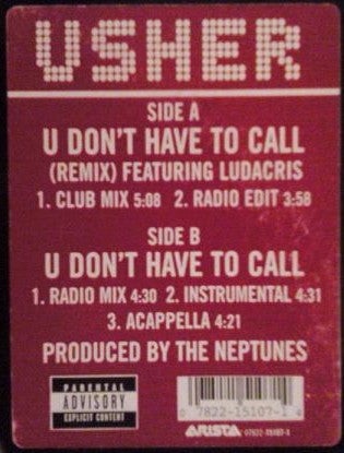 Usher : U Don't Have To Call (Remix) (12")