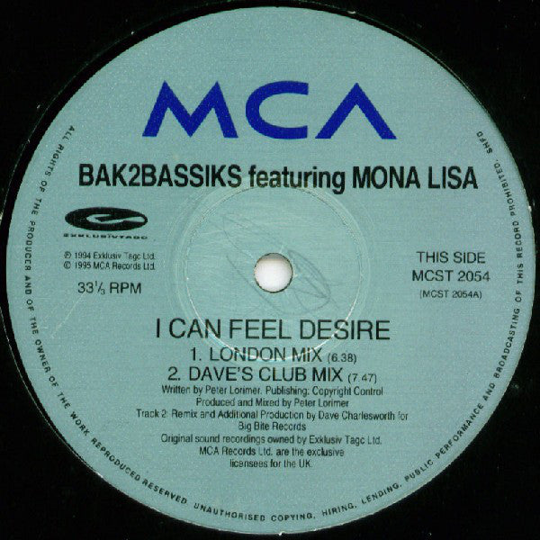 Bak2bassiks Featuring Mona Lisa (2) : I Can Feel Desire (12")