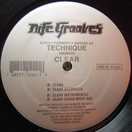 Artist Formerly Known As Technique : Clear (12")