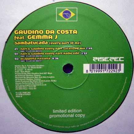 Gaudino Da Costa : Sambatucada (Every Part Of Me) (12", Ltd, Promo)