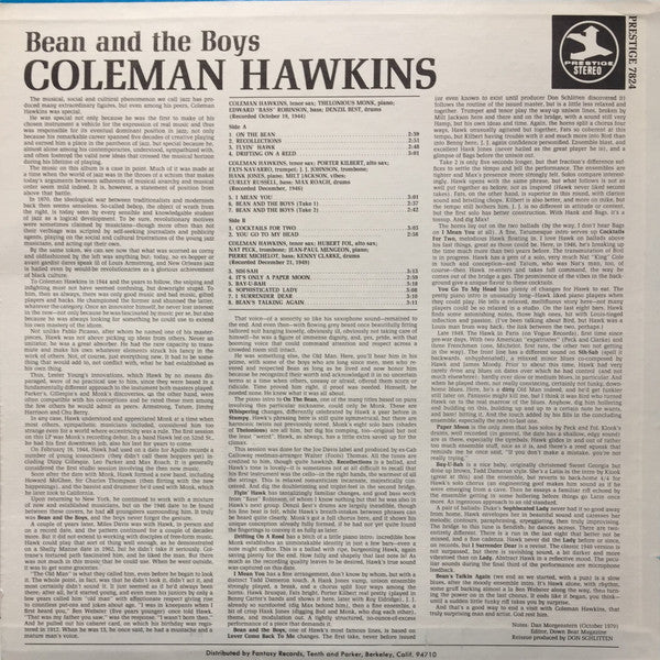 Coleman Hawkins : Bean And The Boys (LP, Comp, RE, RM)