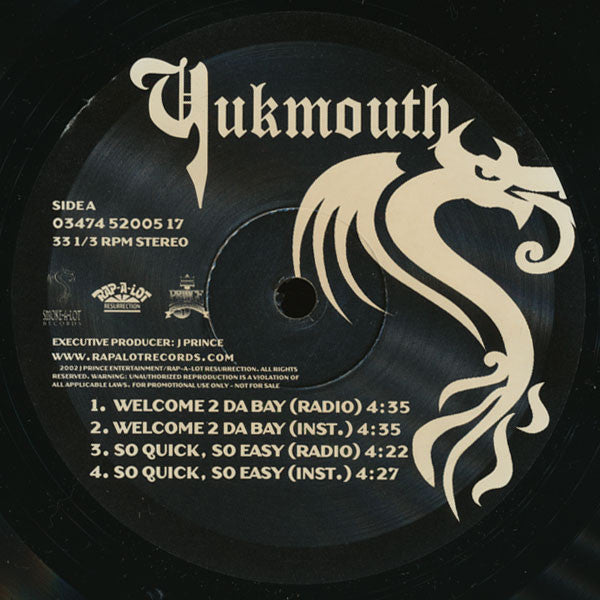 Yukmouth : Welcome 2 Da Bay (12", EP, Promo)