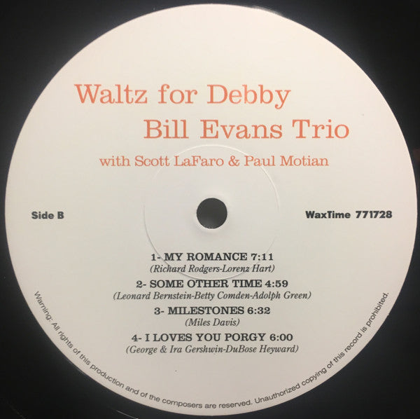 The Bill Evans Trio : Waltz For Debby (LP, Album, Ltd, RE, RM, 180)